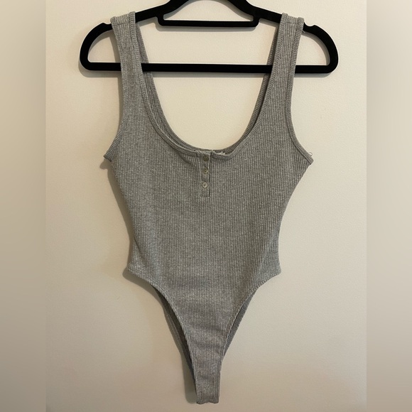 #86-ZARA- high rise Henley , ribbed tank bodysuit - Picture 1 of 3